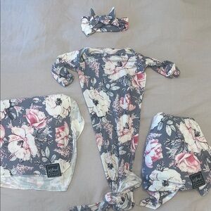 Floral Baby Outfit Set with Headband